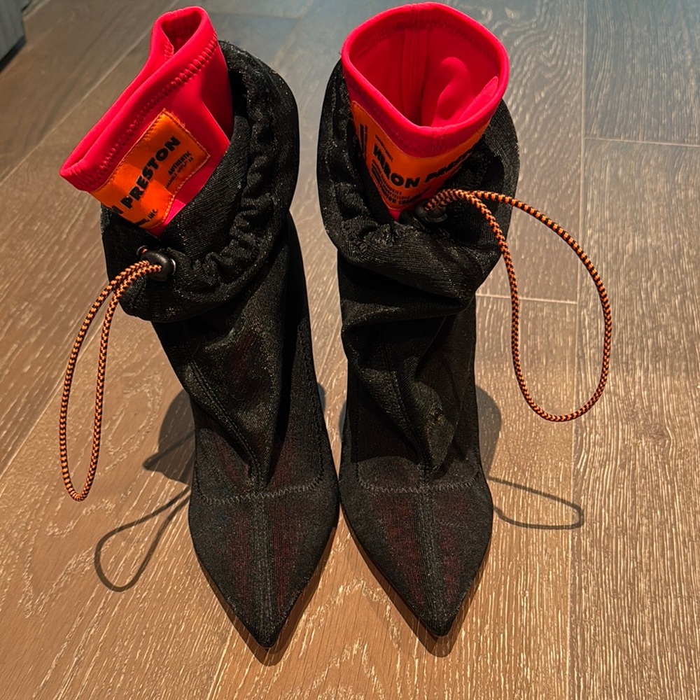 Heron Preston Black Women's Boots with Red sock/Interior